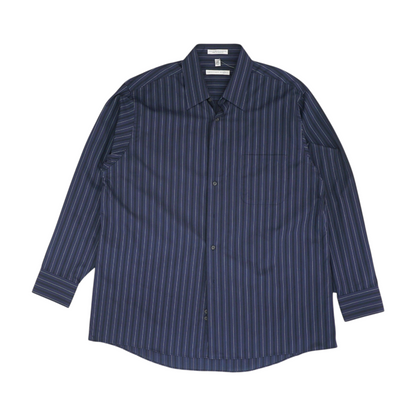 Navy Striped Long Sleeve Button Down