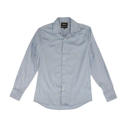 Blue Solid Long Sleeve Button Down