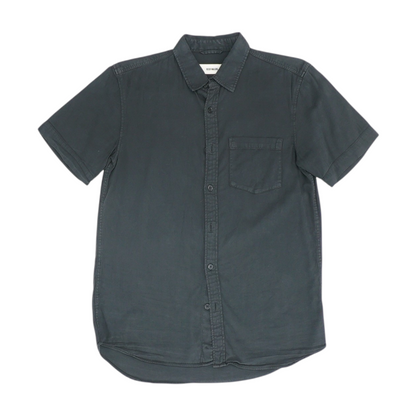 Black Solid Short Sleeve Button Down