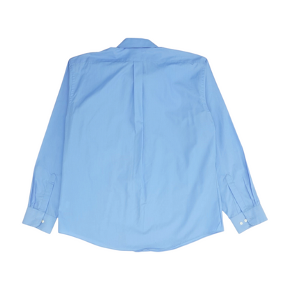 Blue Solid Long Sleeve Button Down