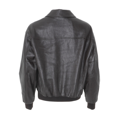 Brown Loose Aviator Lambskin Bomber Jacket