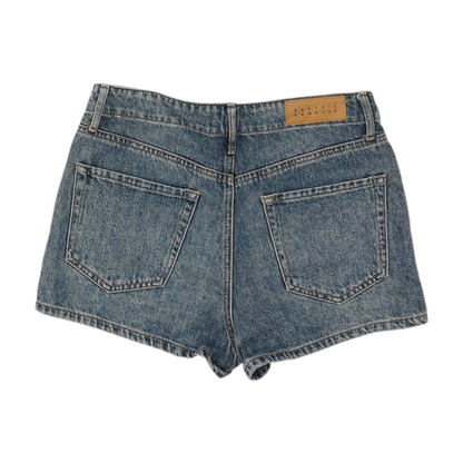 Blue Solid Denim Shorts
