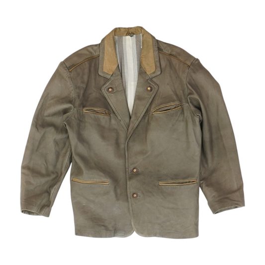 Vintage Brown Solid Leather Jacket