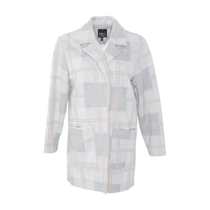 Gray Plaid Cardigan Sweater