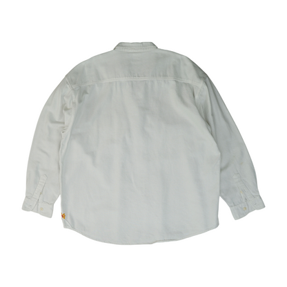 White Solid Long Sleeve Button Down