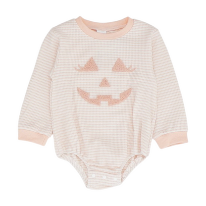 Pink Striped Long Sleeve One-Piece