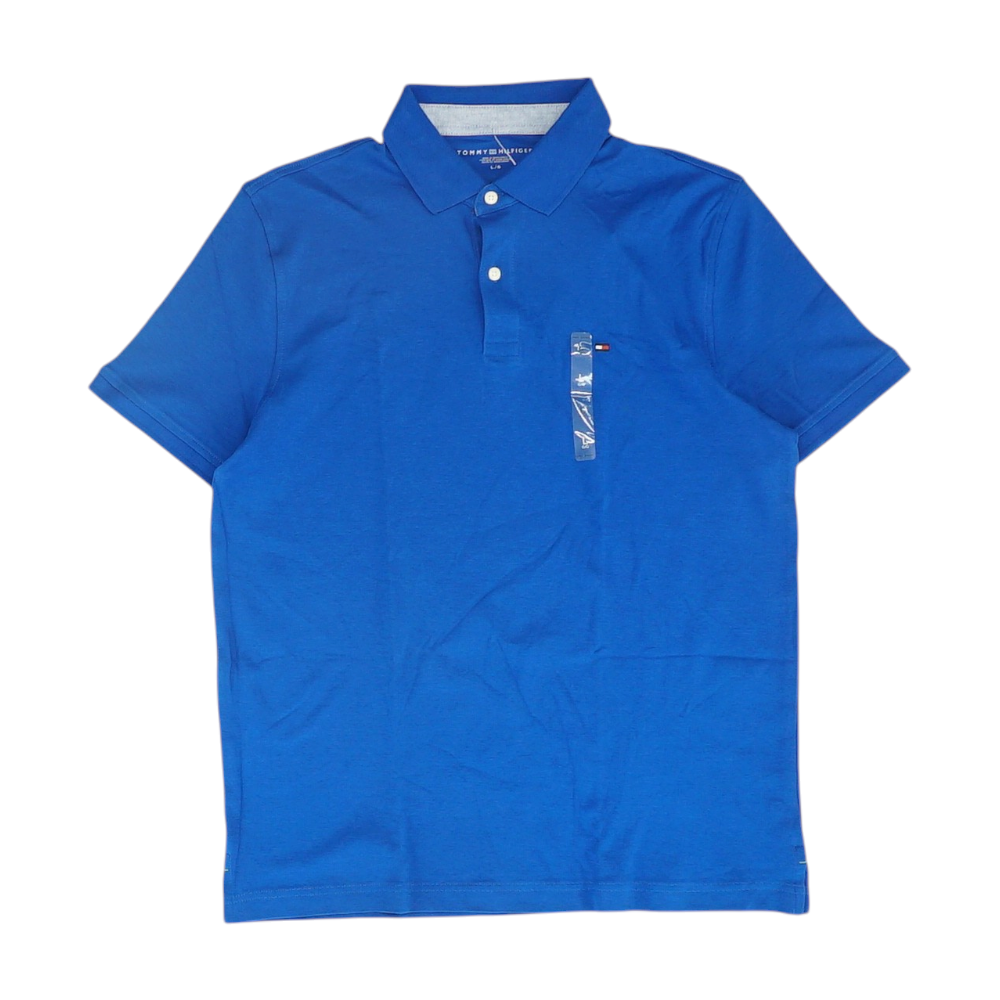 Blue Solid Short Sleeve Polo