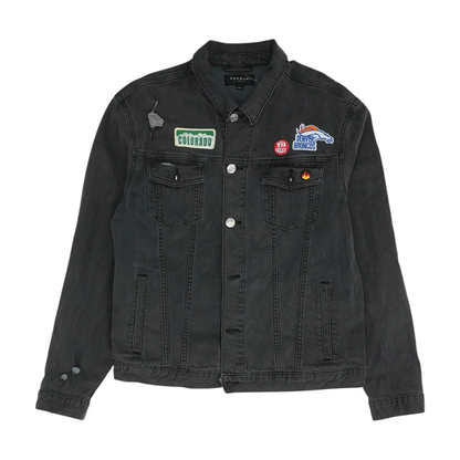 Black Denver Broncos Solid Denim Jacket