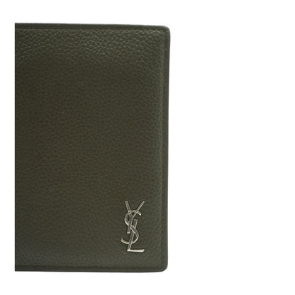 Dark Khaki Tiny Cassandre Credit Card Wallet in Matte Leather