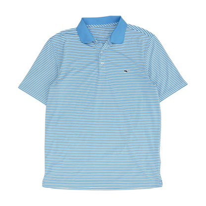 Blue Striped Short Sleeve Polo