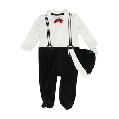 White Color Block Long Sleeve One-Piece