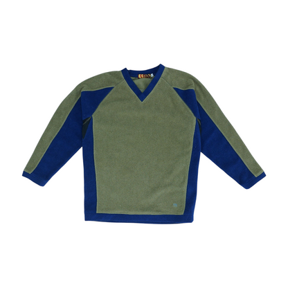 Vintage Olive Color Block Fleece Pullover