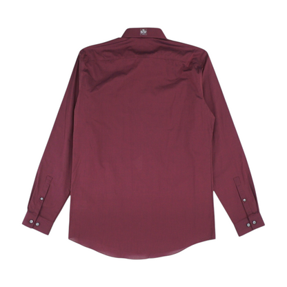 Maroon Solid Long Sleeve Button Down