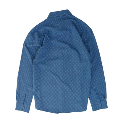 Blue Abstract Long Sleeve Button Down
