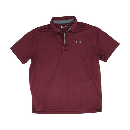 Maroon Striped Short Sleeve Polo