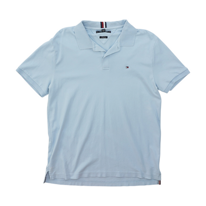 Blue Solid Short Sleeve Polo