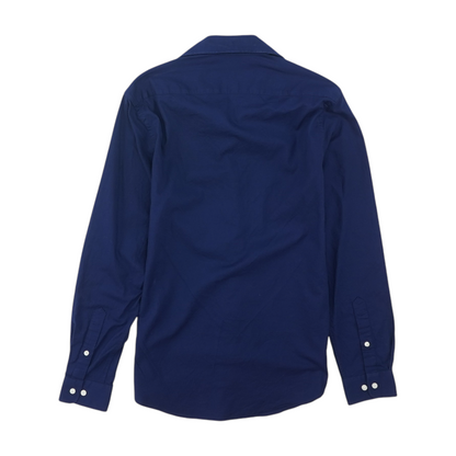 Blue Solid Long Sleeve Button Down
