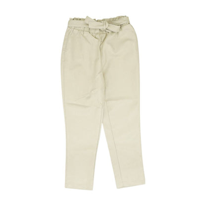 Beige Solid Pants