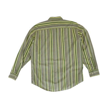Green Striped Long Sleeve Button Down