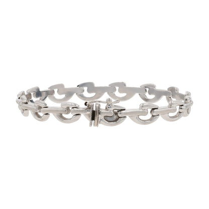 14K White Gold Offset Textured Link Bracelet