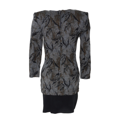 Vintage Gray Print Mini Dress