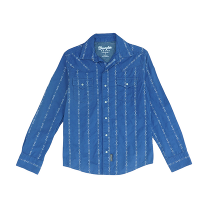 Blue Abstract Long Sleeve Button Down