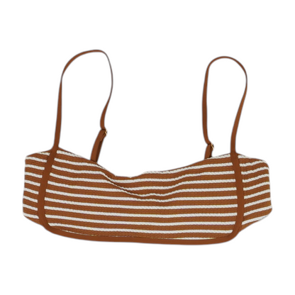 Brown Striped Swim Top