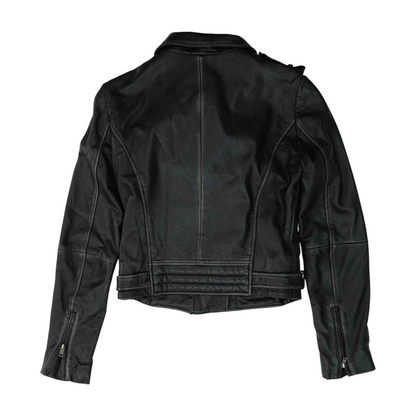 Black Solid Leather Jacket