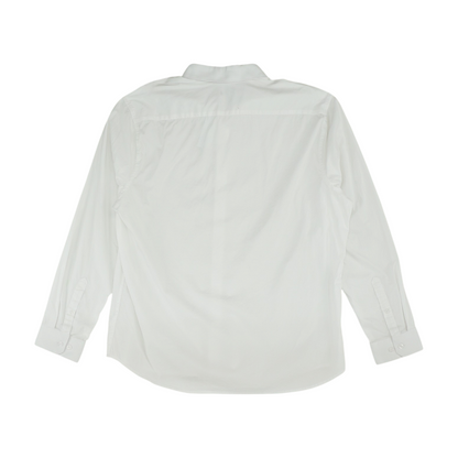 White Solid Long Sleeve Button Down