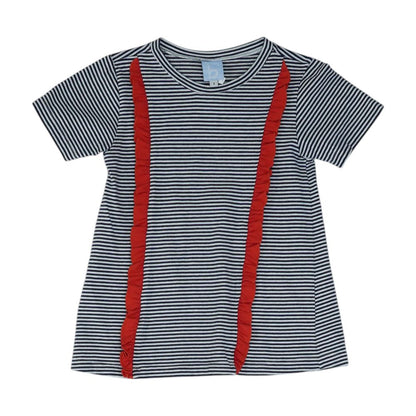 Navy Striped Crewneck Knit Top