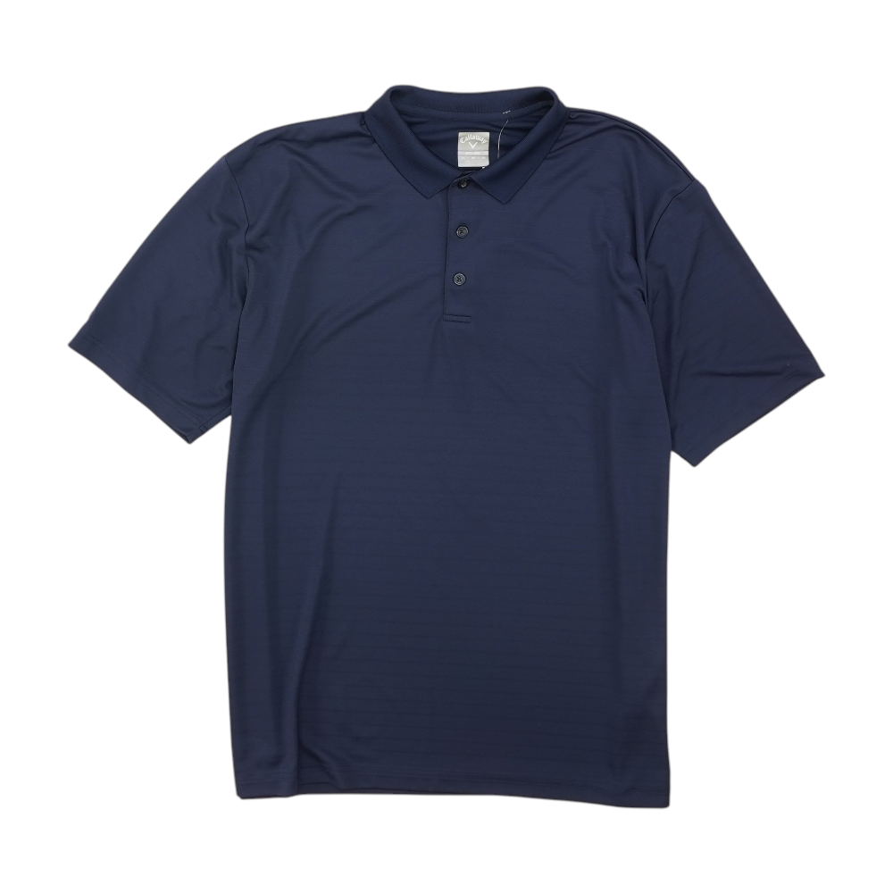 Navy Striped Short Sleeve Polo