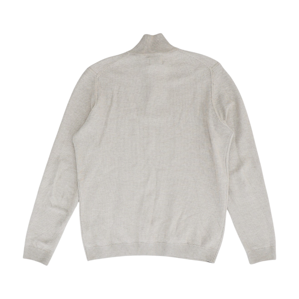 Beige Solid 1/4 Zip Sweater