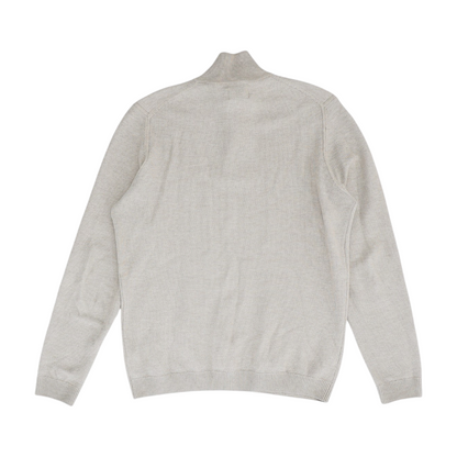 Beige Solid 1/4 Zip Sweater
