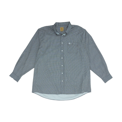 White Tall Abstract Long Sleeve Button Down