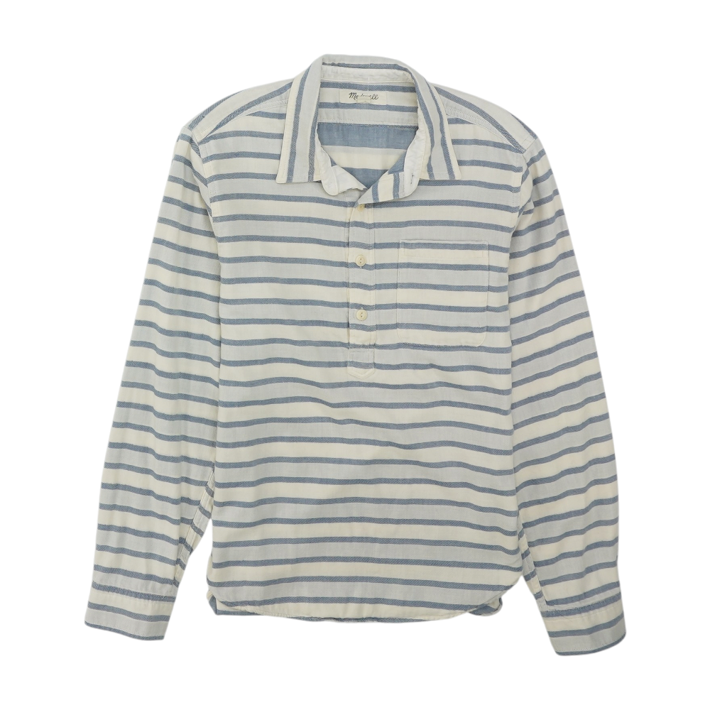 Beige Striped Long Sleeve Polo