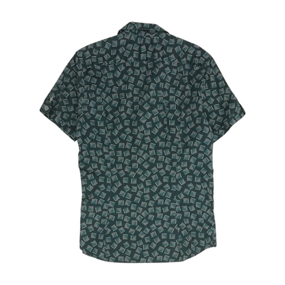 Gray Geometric Short Sleeve Button Down