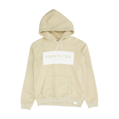 Beige Solid Hoodie Pullover