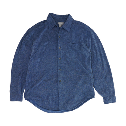 Blue Solid Flannel Button Down