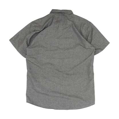Gray Solid Short Sleeve Button Down