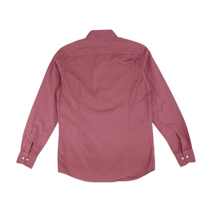 Red Solid Long Sleeve Button Down