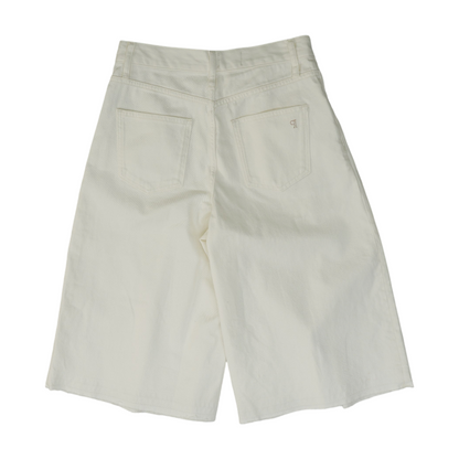 White Solid Denim Capris