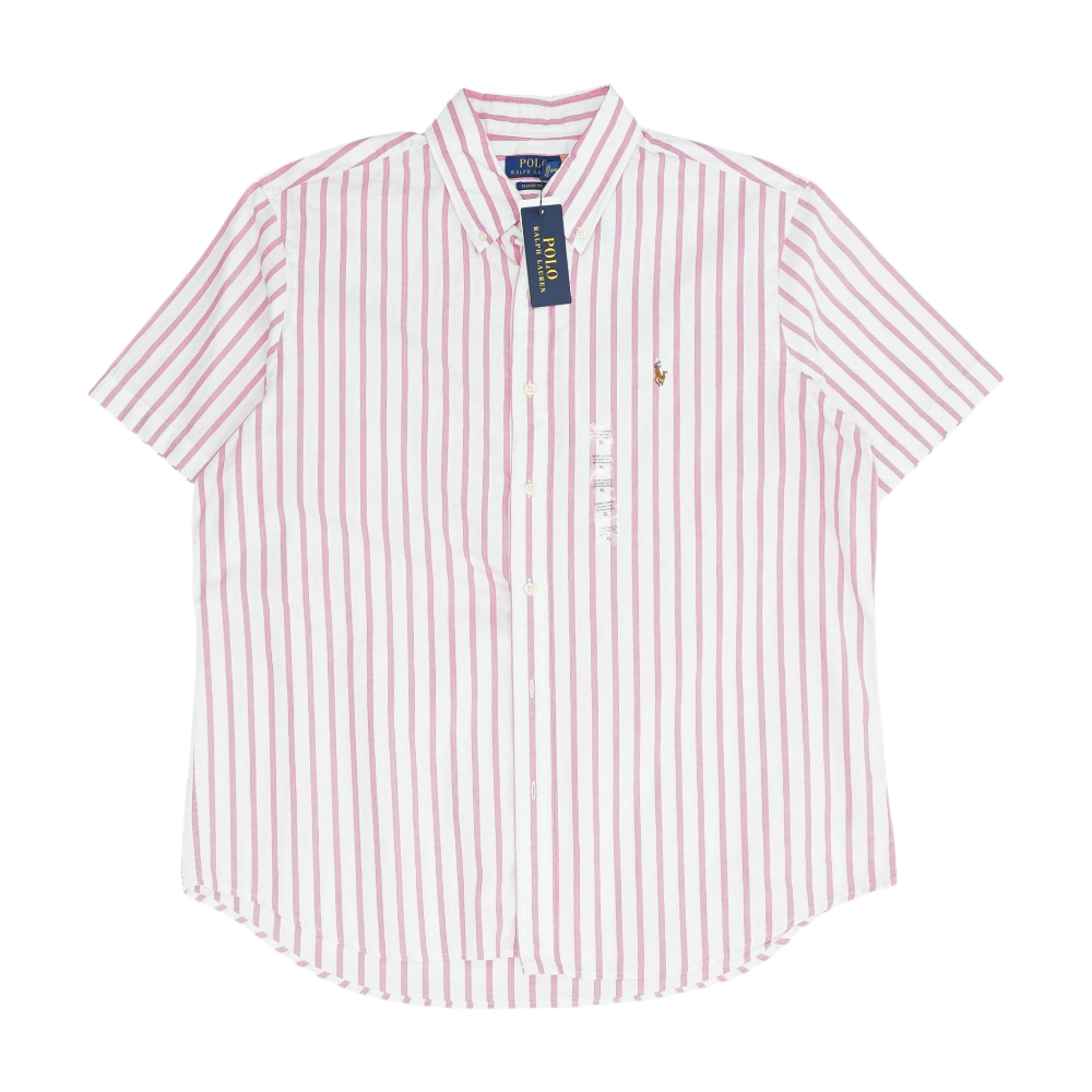 Pink Striped Short Sleeve Button Down