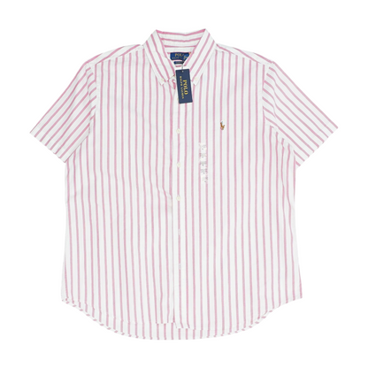 Pink Striped Short Sleeve Button Down