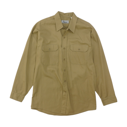 Vintage Tan Solid Long Sleeve Button Down