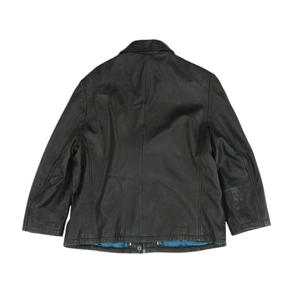 Black Solid Leather Jacket
