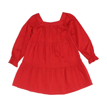 Red Solid Midi Dress