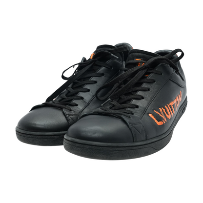 Luxembourg Samothrace Sneaker in Black Leather and Orange Logo