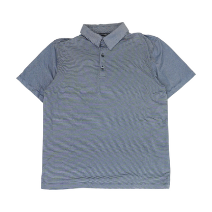 Navy Striped Short Sleeve Polo