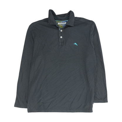 Charcoal Solid Long Sleeve Polo