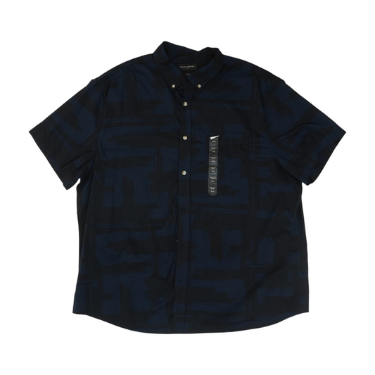 Navy Abstract Short Sleeve Button Down